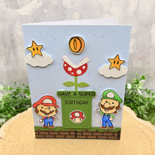 Retro Game Italian Bros Super Birthday Character Card-1