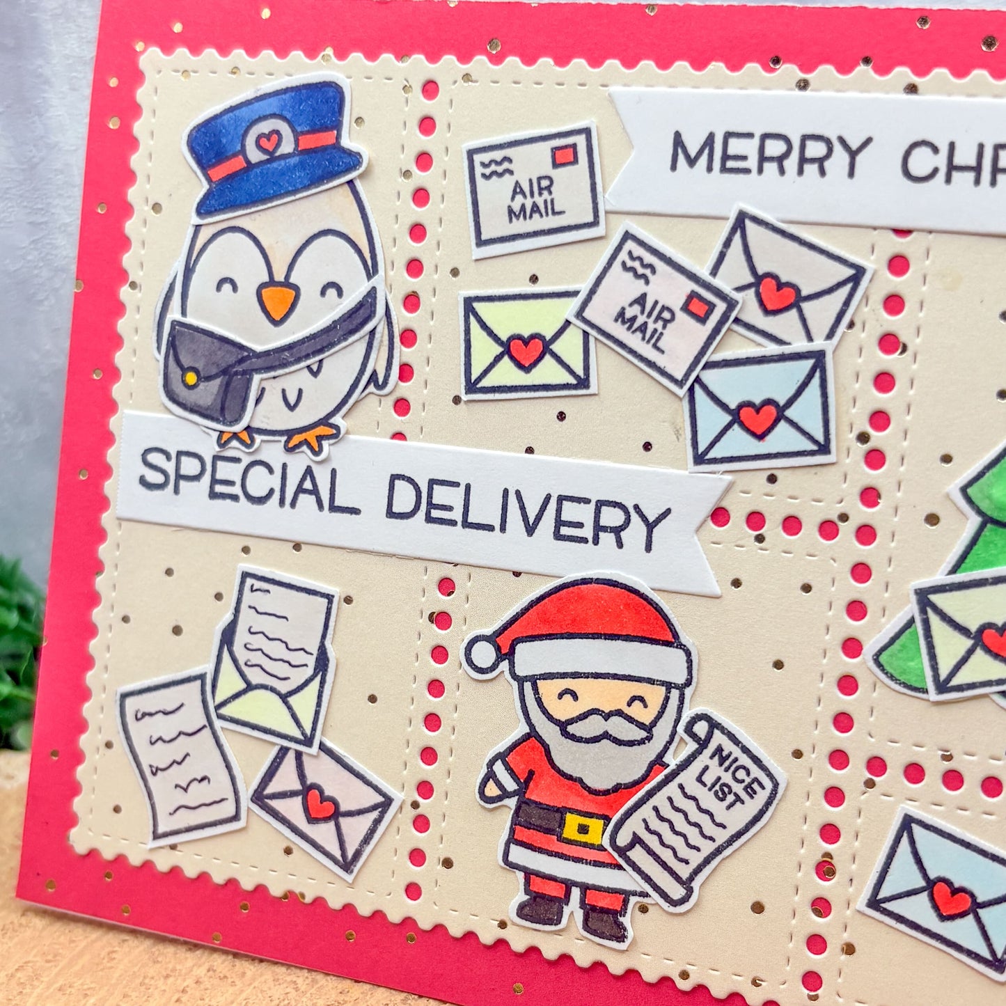 Santa & Owl Special Delivery Handmade Christmas Card-2