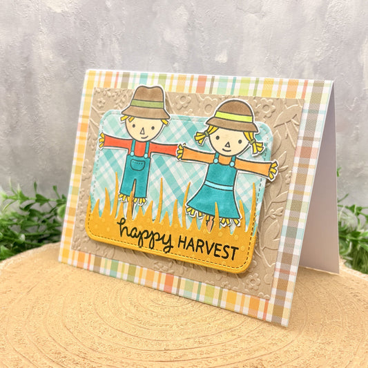 Scarecrows Happy Harvest Handmade Card-1