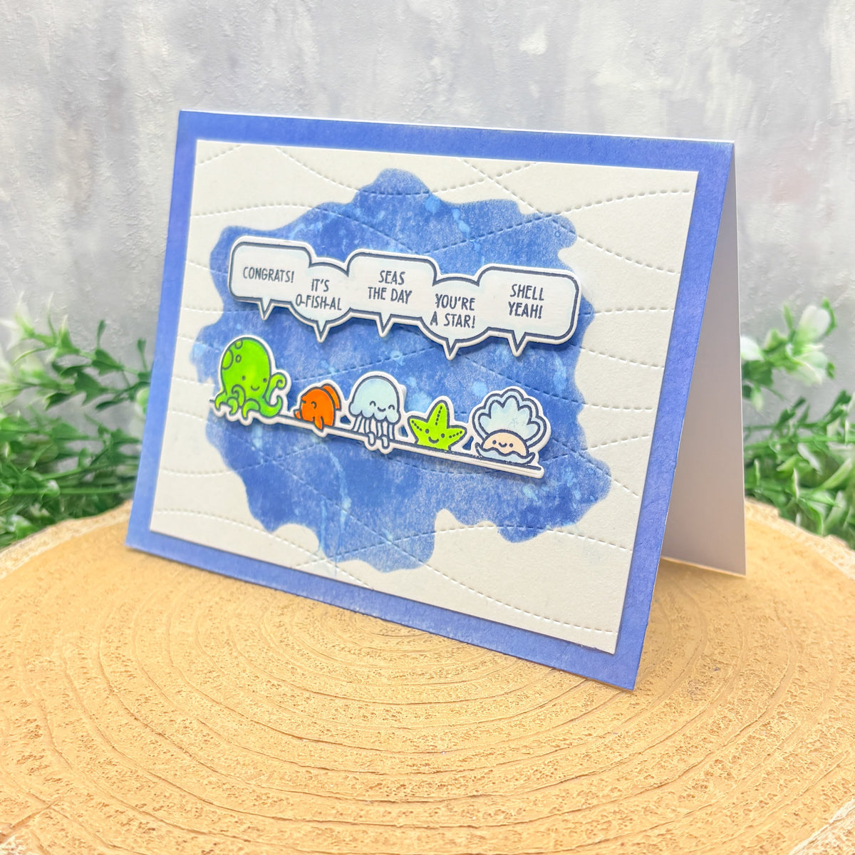 Sea Creatures Funny Puns Handmade Congratulations Card-1
