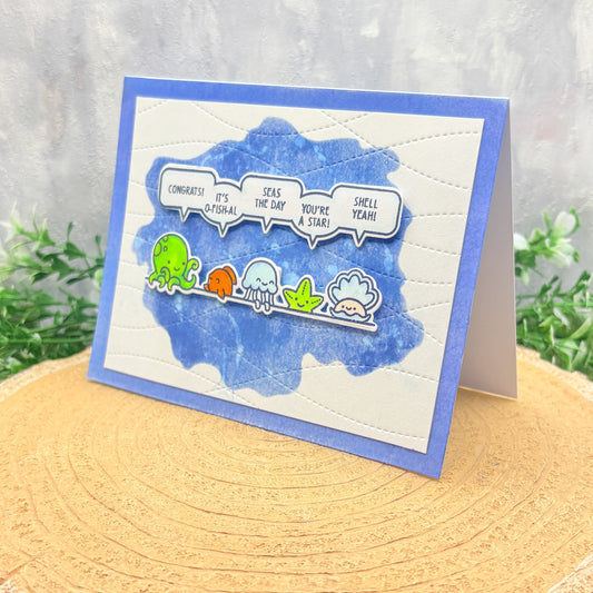 Sea Creatures Funny Puns Handmade Congratulations Card-1