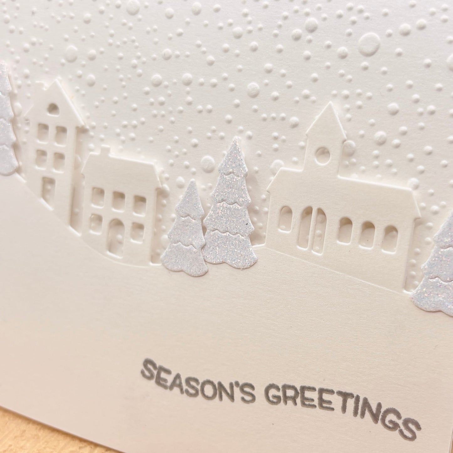 Season's Greetings Pearl Village Handmade Christmas Card-2