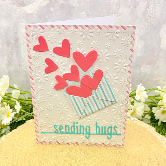 Sending Hugs Heart Filled Envelope Handmade Card-1