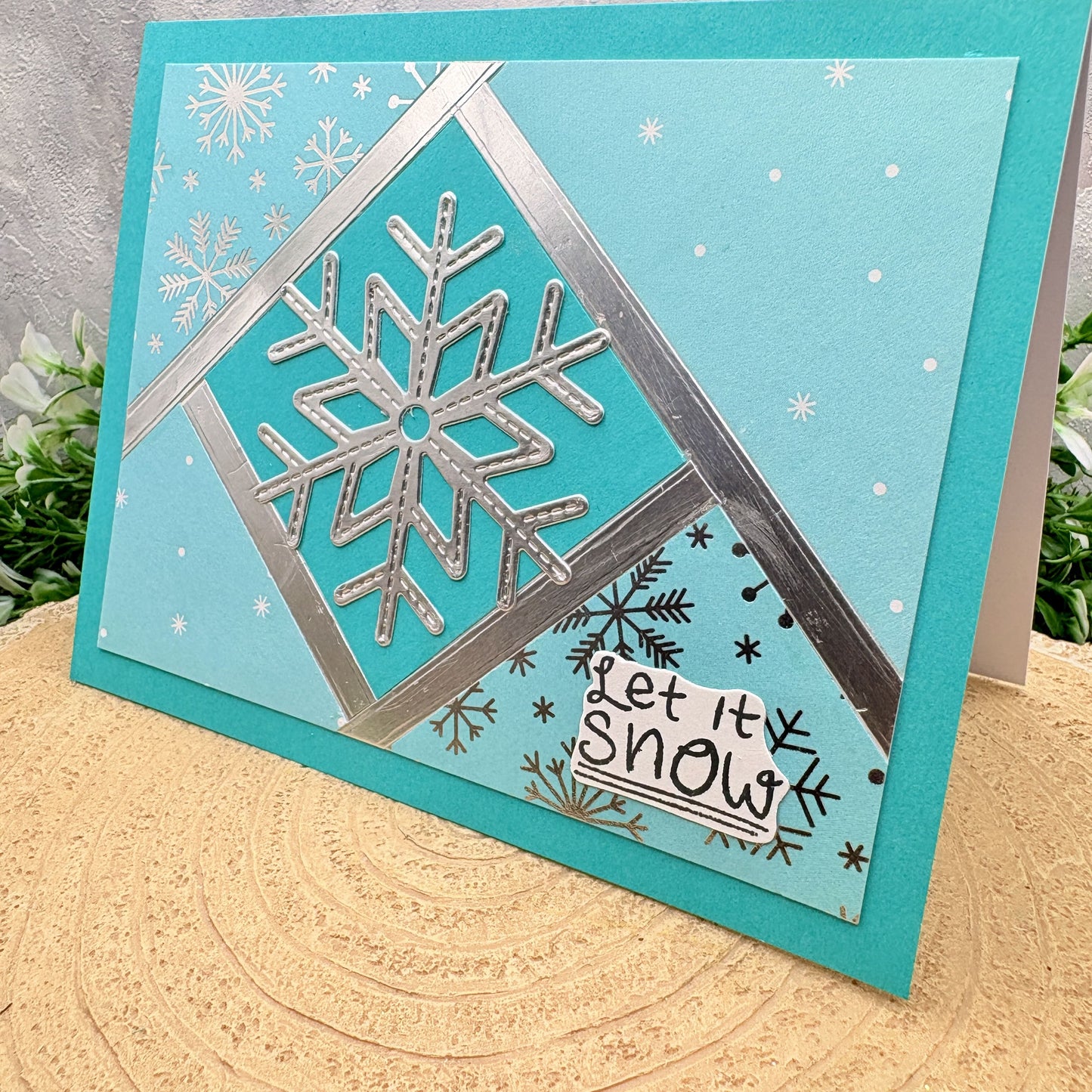 Silver Snowflake Let It Snow Handmade Christmas Card-2