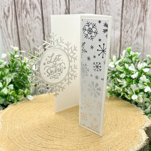 Silver Snowflake & Snowman Handmade Christmas Card-1