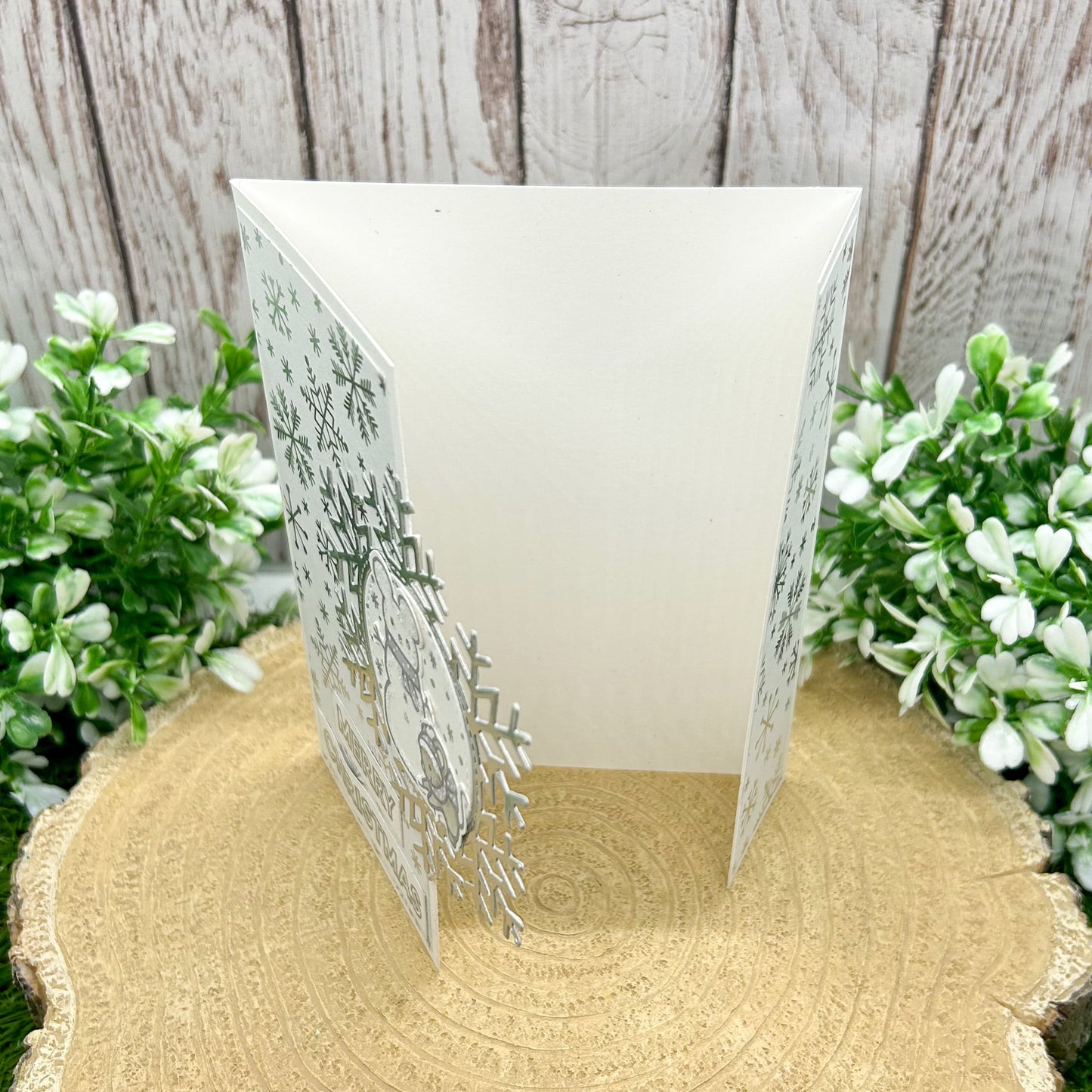 Silver Snowflake & Snowman Handmade Christmas Card-2
