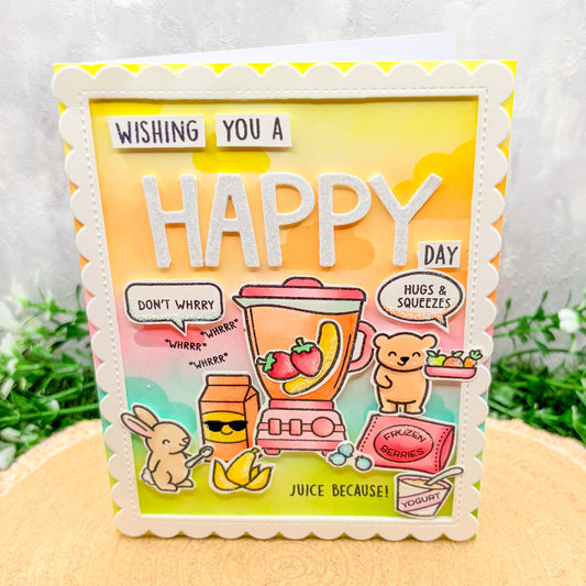 Smoothie Making Animals Handmade Birthday Card-2