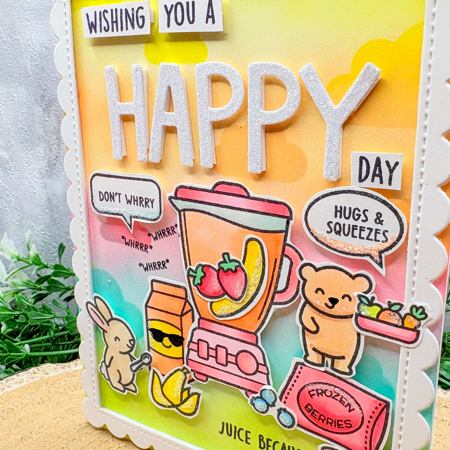 Smoothie Making Animals Handmade Birthday Card-2