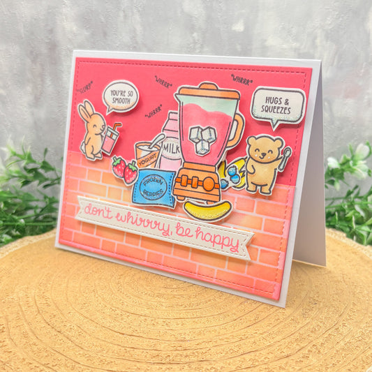 Smoothie Making Critters Handmade Card-1