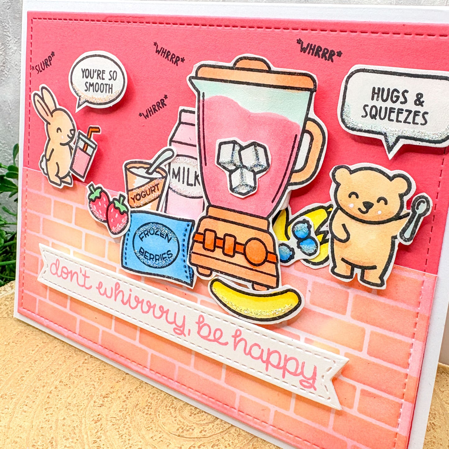 Smoothie Making Critters Handmade Card-2