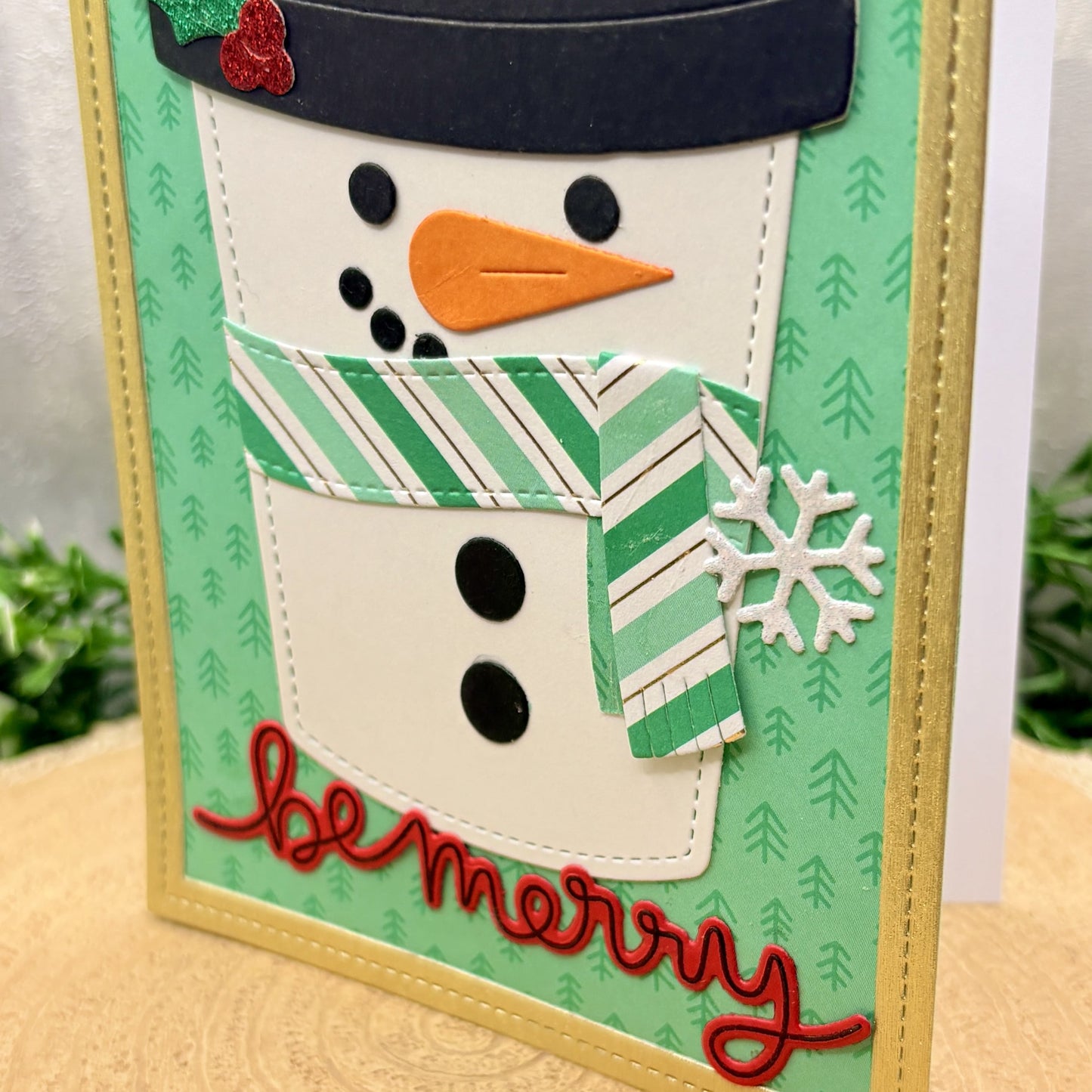 Snowman Travel Cup Handmade Christmas Card-2