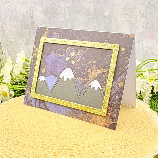 Snowy Mountain Peaks Handmade Card-1