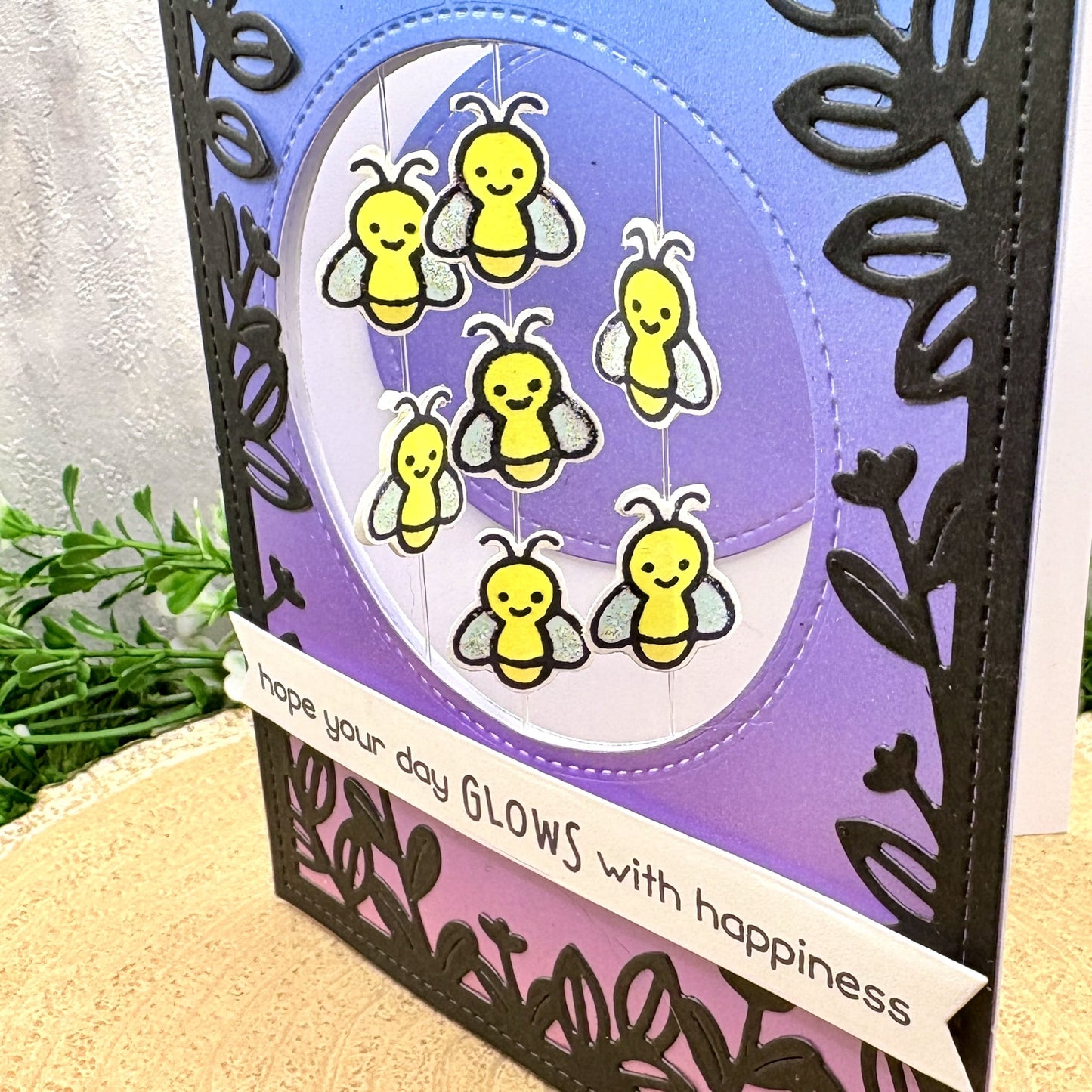 Spinning Fireflies Handmade Birthday Card-2