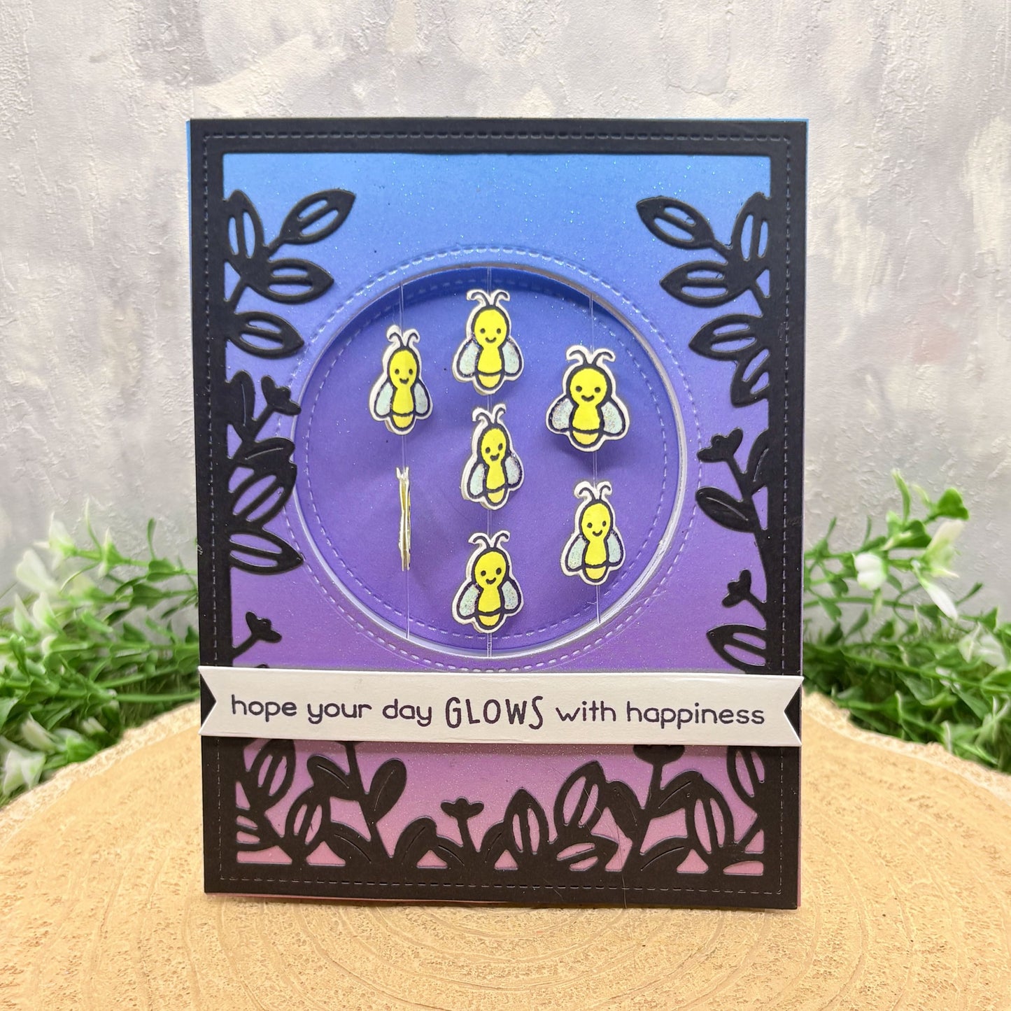 Spinning Fireflies Handmade Birthday Card