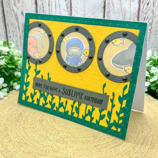 Submarine Themed Cute Handmade Birthday Card-1
