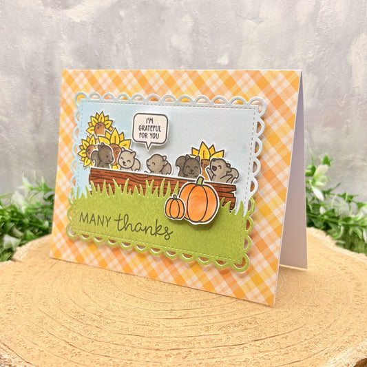 Sunflower Patch Animals Handmade Thank You Card-1