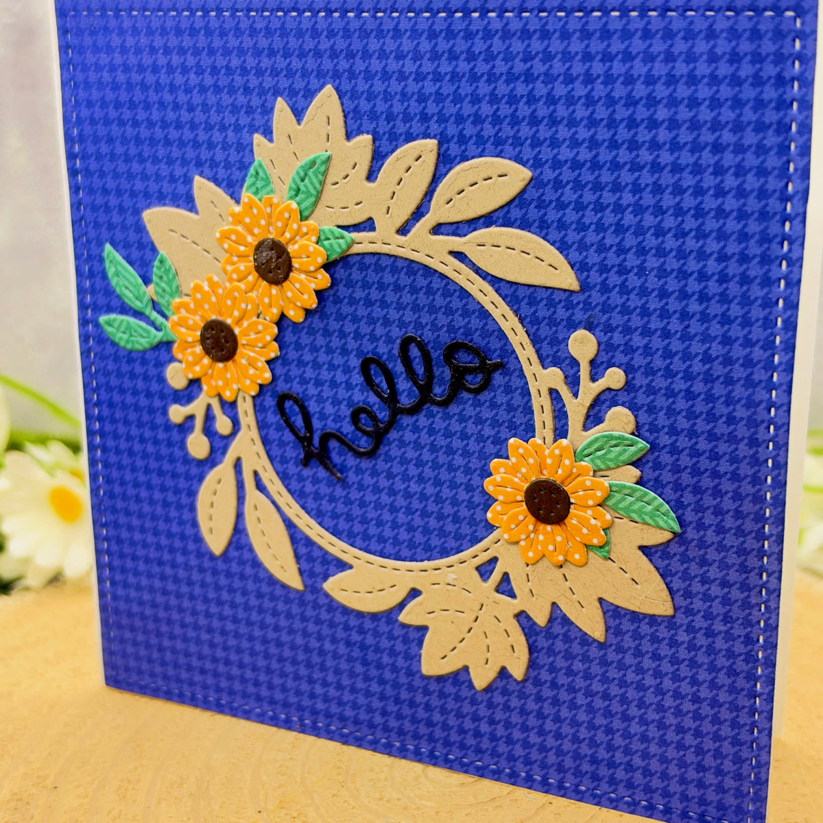 Sunflower Wreath 'Hello' Handmade Card-2