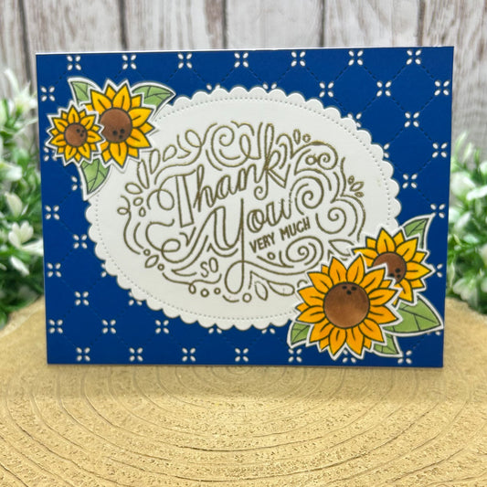 Sunflowers Scripty Handmade Thank You Card