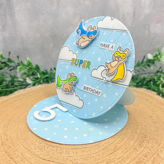 Super Mice Standing Easel Handmade 5th Birthday Card-1