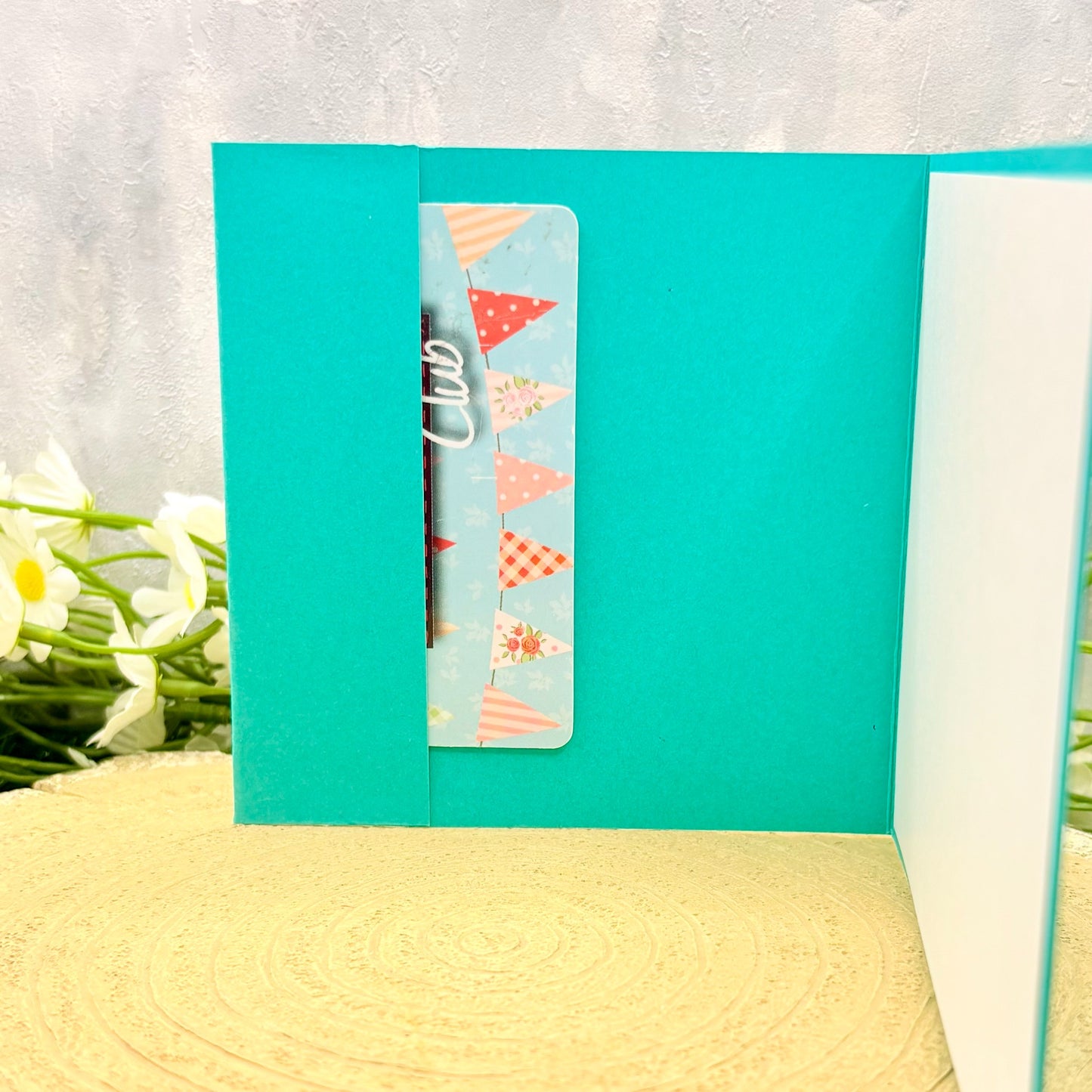 Teal Birthday Wishes Handmade Gift Card Holder Card-3