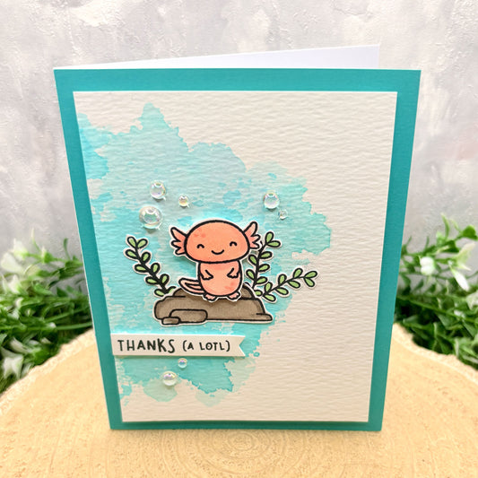 Thanks A Lotl Pink Axolotl Handmade Thank You Card-1