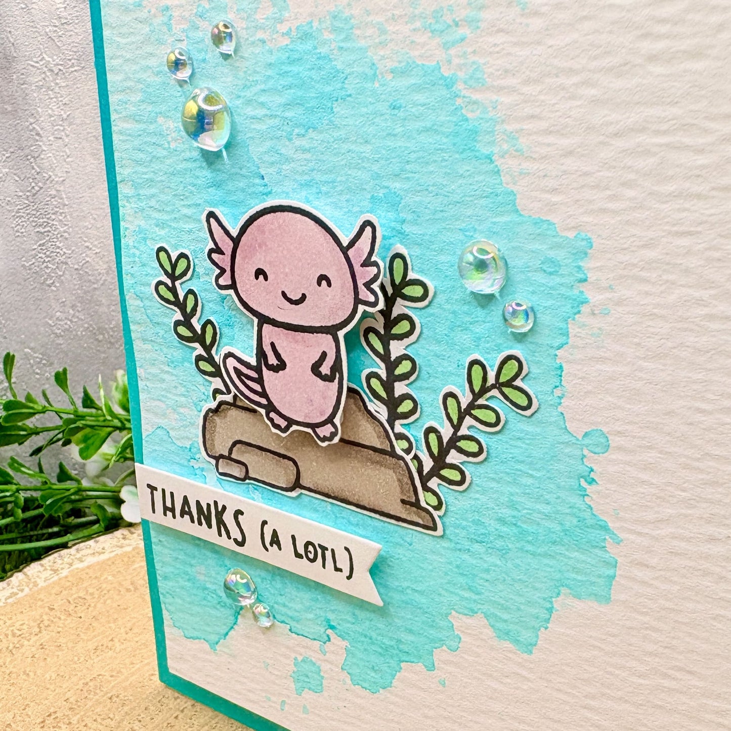 Thanks A Lotl Purple Axolotl Handmade Thank You Card-2