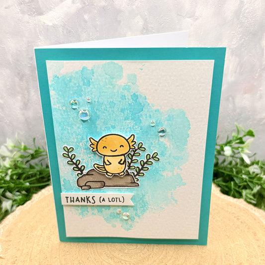 Thanks A Lotl Yellow Axolotl Handmade Thank You Card-1