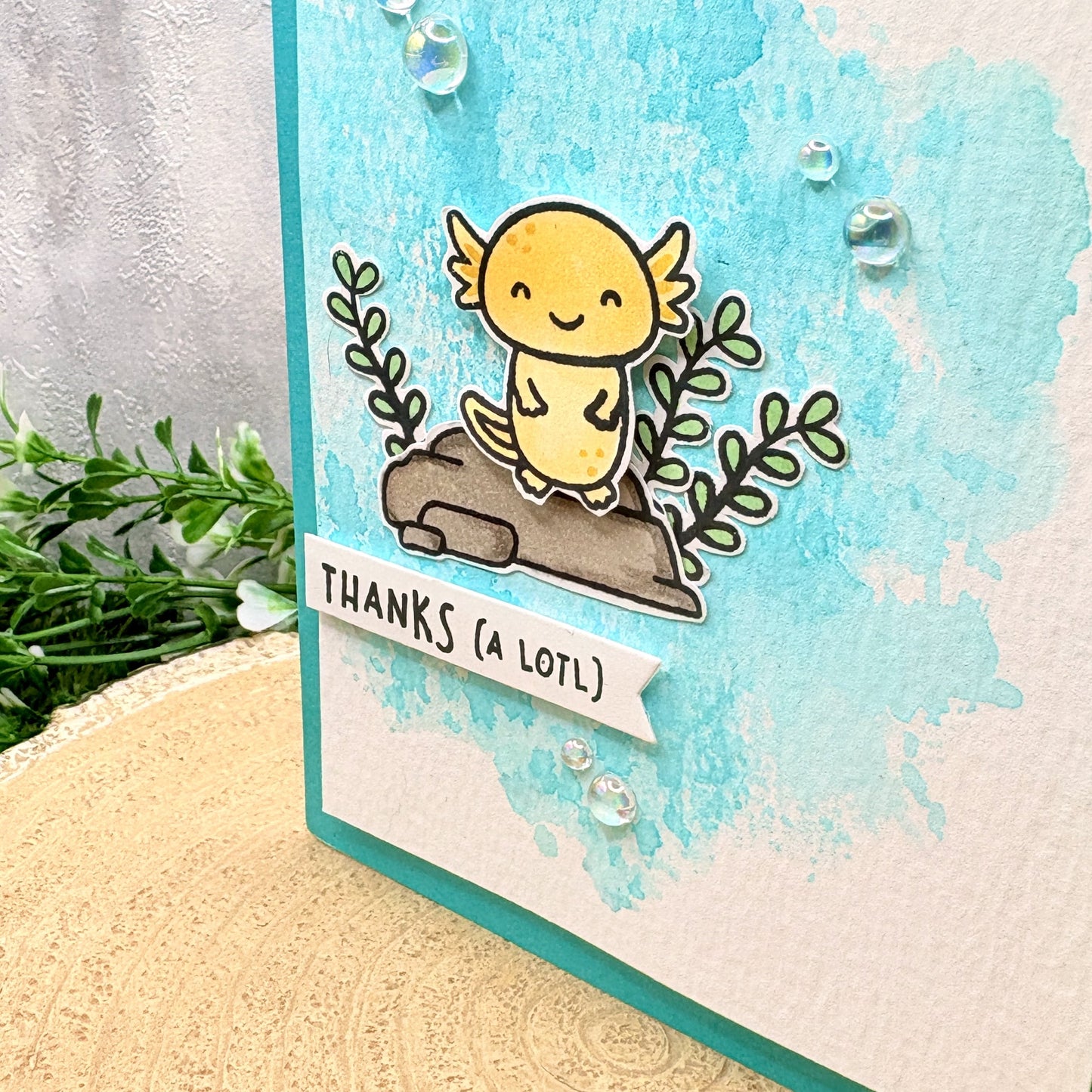Thanks A Lotl Yellow Axolotl Handmade Thank You Card-2