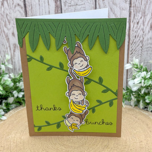 Thanks Bunches Swinging Monkeys Handmade Thank You Card-1