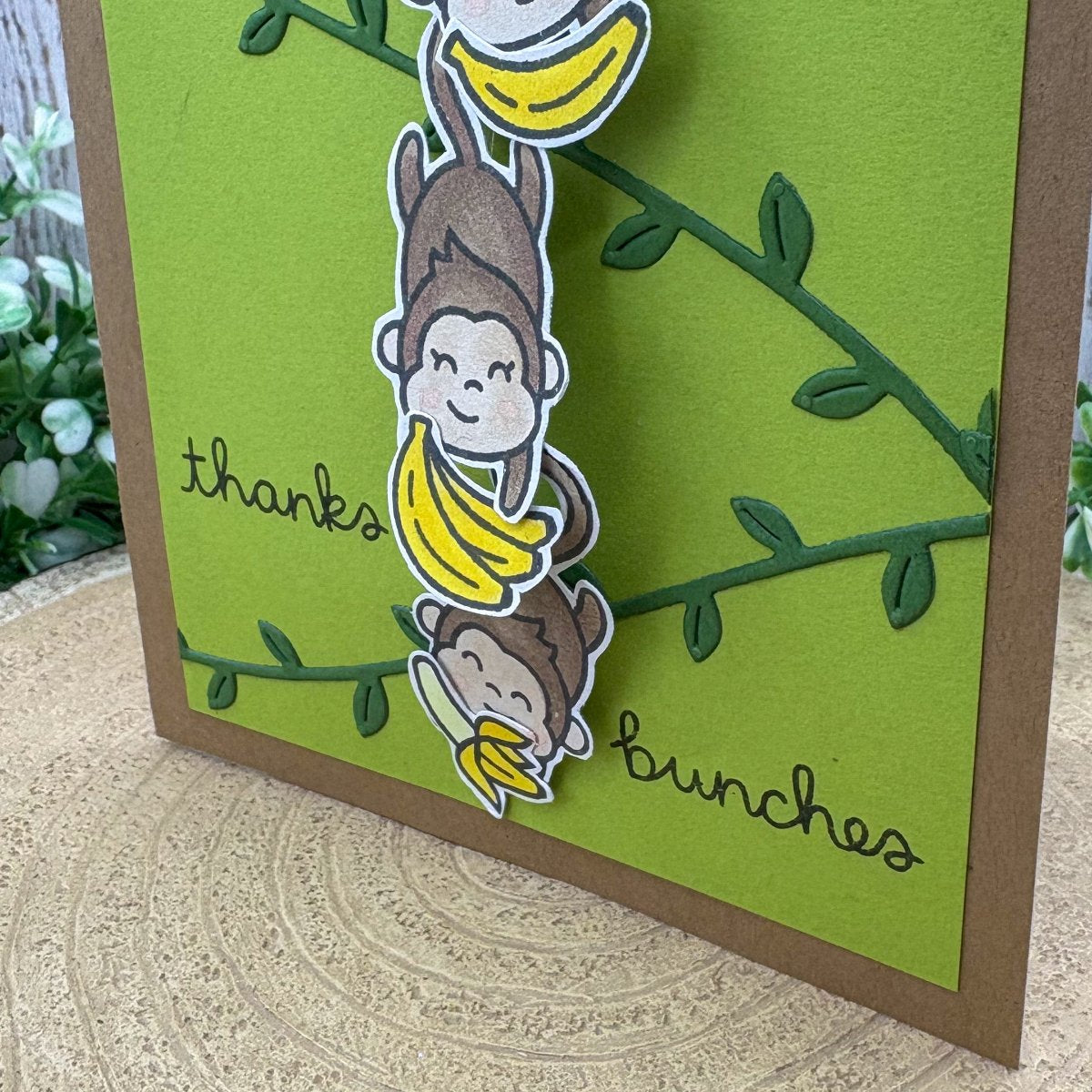 Thanks Bunches Swinging Monkeys Handmade Thank You Card