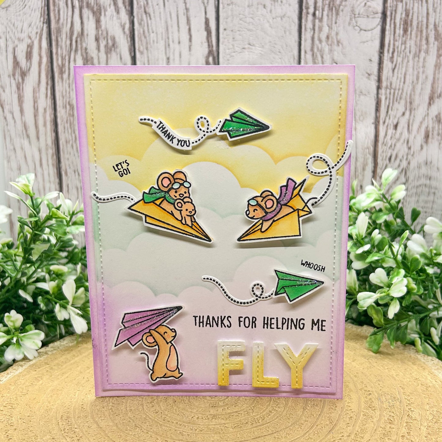 Thanks For Helping Me Fly Handmade Thank You Card