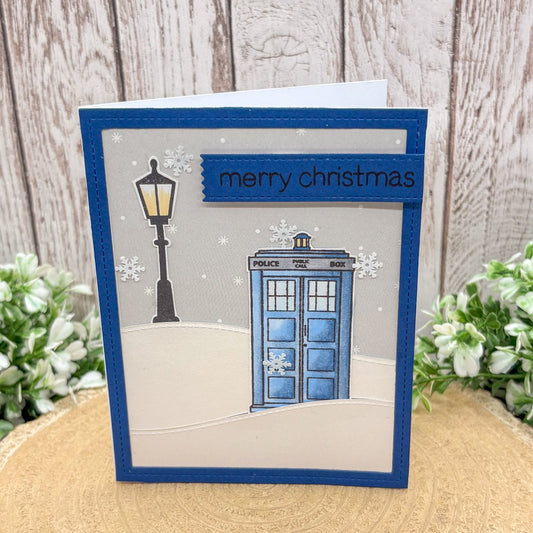 Time Doctor's Tardis Handmade Christmas Card-1