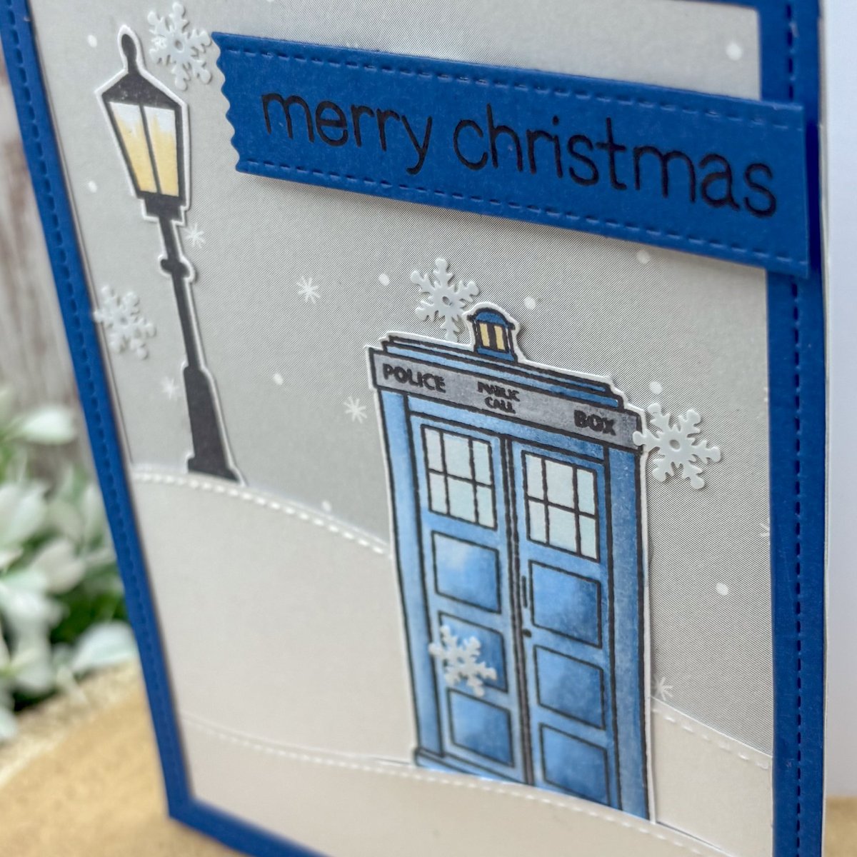 Time Doctor's Tardis Handmade Christmas Card-2