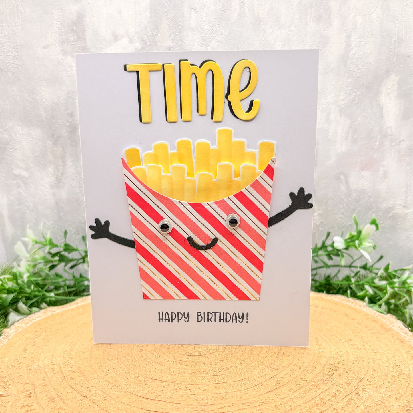 Time Fries Funny Pun Handmade Birthday Card