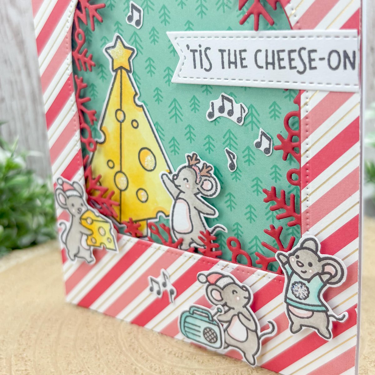 'Tis The Cheese-On Handmade Christmas Card-2