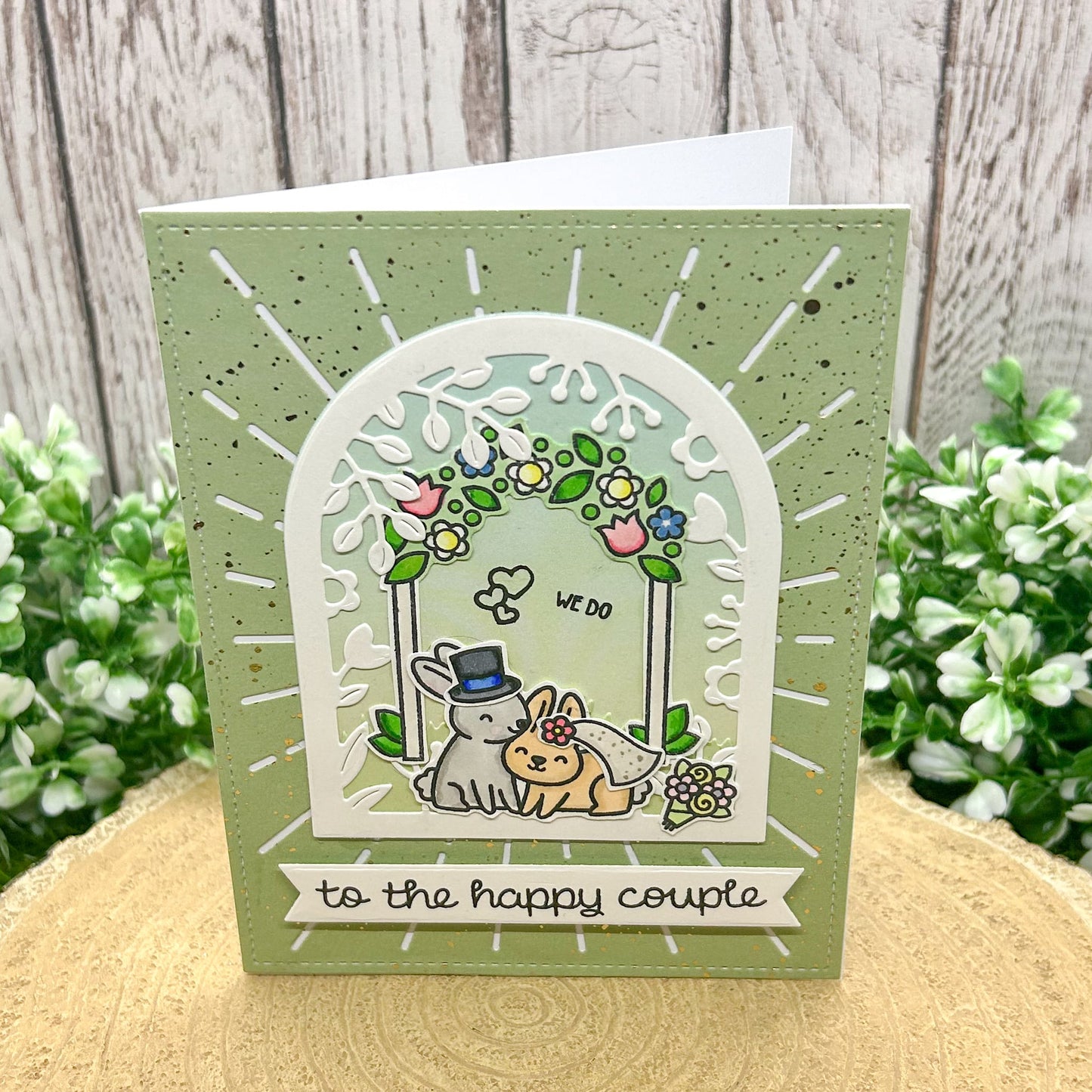 To The Happy Couple Cute Bunnies Handmade Wedding Day Card-1