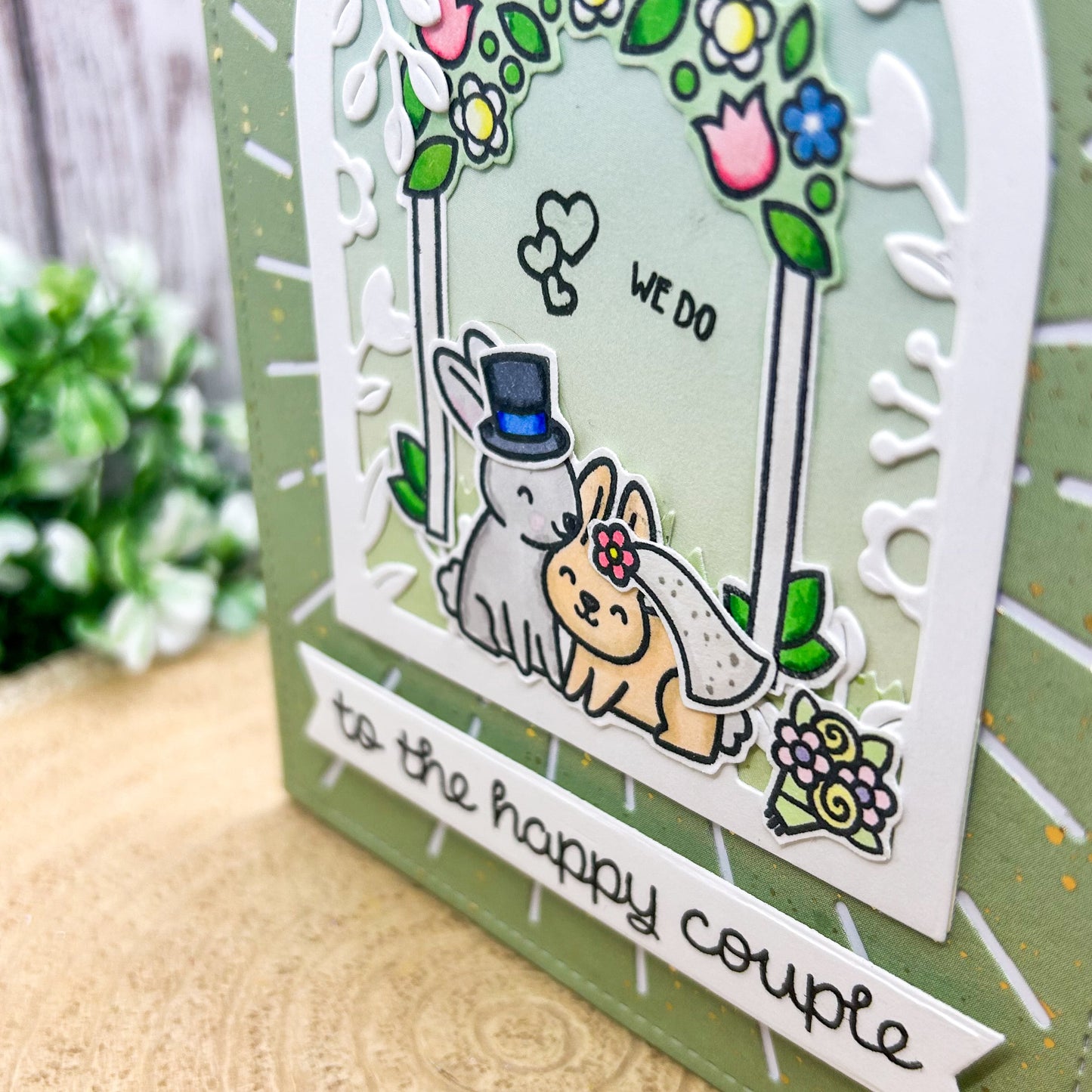To The Happy Couple Cute Bunnies Handmade Wedding Day Card-2