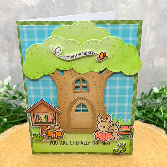 Tree House & Animals You Are The Best Handmade Card-1