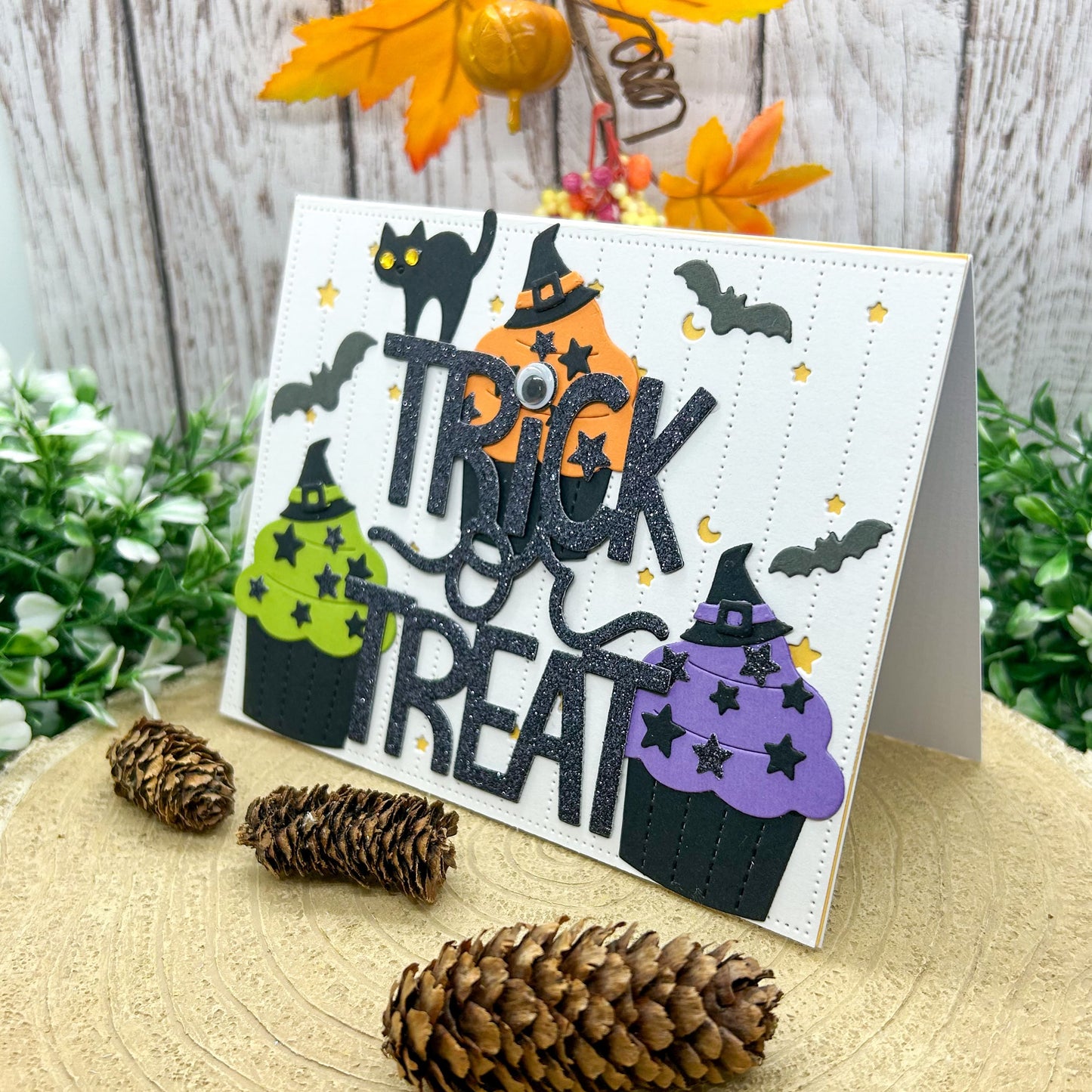 Trick Or Treat Cupcakes Handmade Halloween Card-1