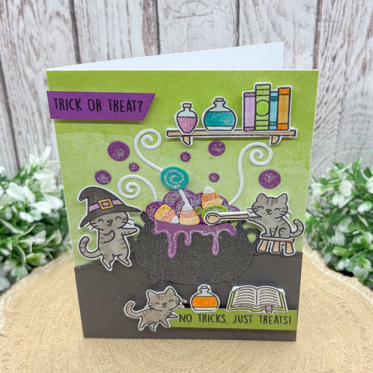 Trick or Treat Cats Handmade Halloween Card-1