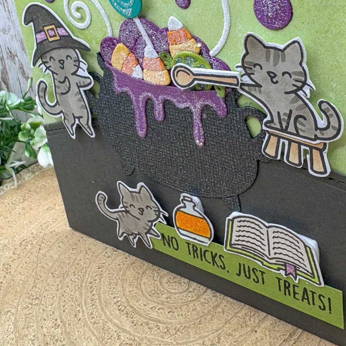 Trick or Treat Cats Handmade Halloween Card-2