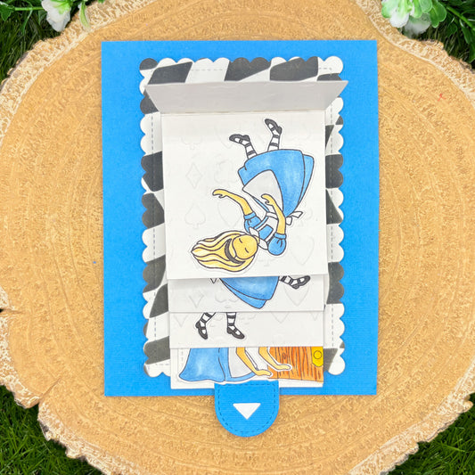Tumbling Alice Handmade Storybook Pull Tab Handmade Card-1