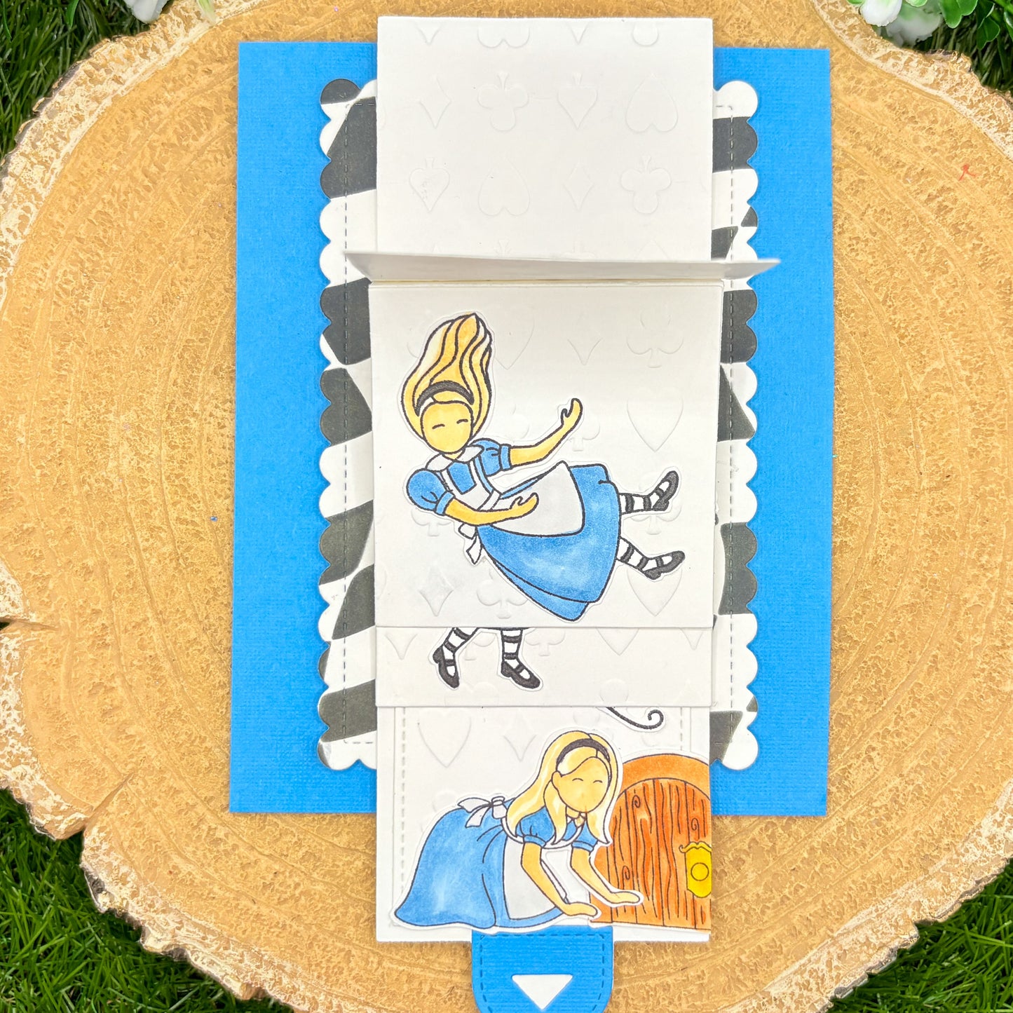 Tumbling Alice Handmade Storybook Pull Tab Handmade Card-3