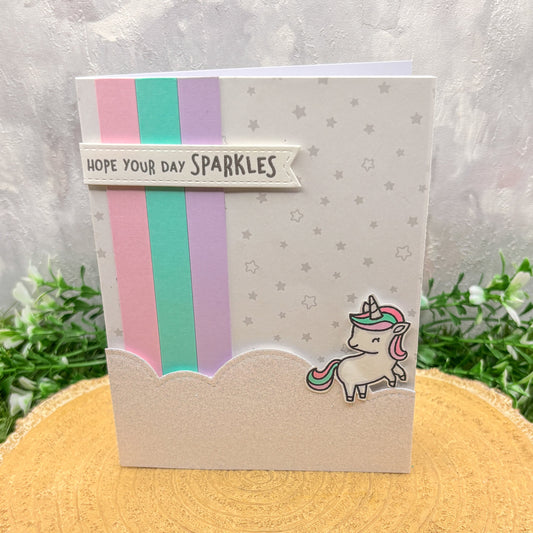 Unicorn Hope Your Day Sparkles Handmade Birthday Card-1