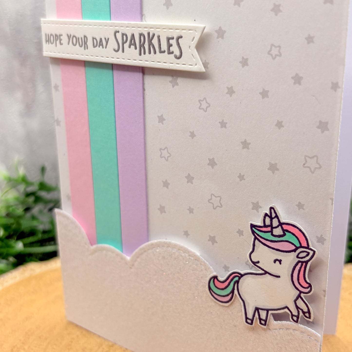 Unicorn Hope Your Day Sparkles Handmade Birthday Card-2