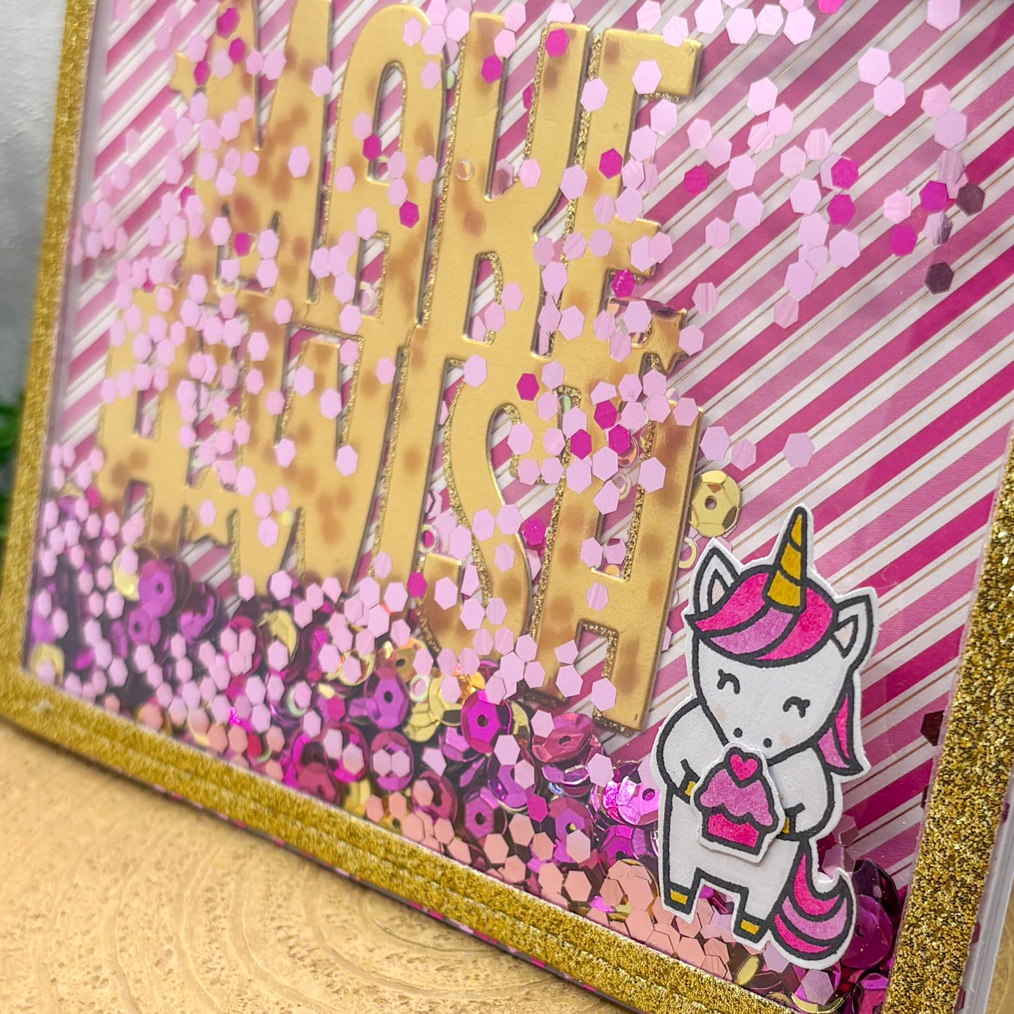 Unicorn Make A Wish Handmade Shaker Birthday Card-2
