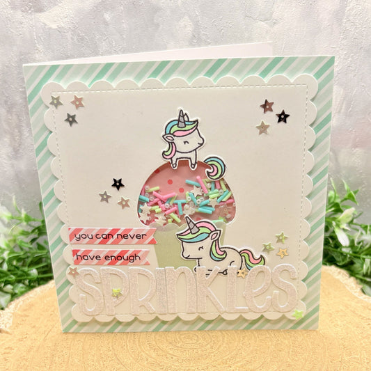 Unicorn Sprinkles Handmade Birthday Shaker Card-1