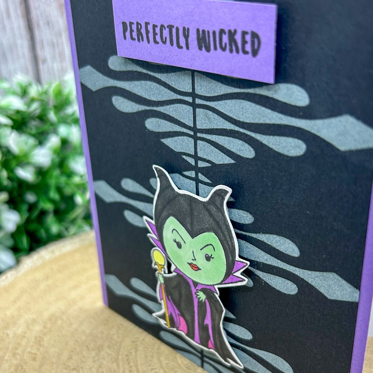 Villainous Green Evil Fairy Handmade Character Themed Card-2