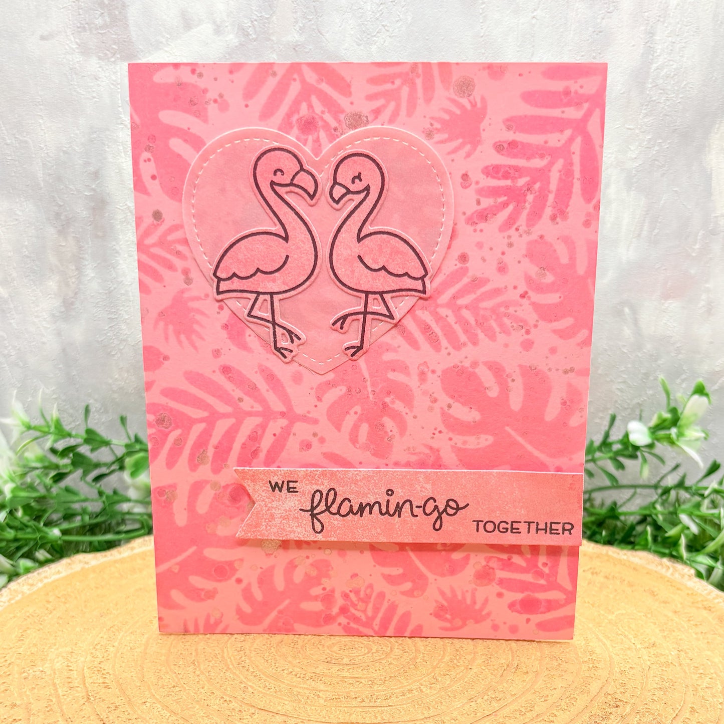 We Flamingo Together Handmade Anniversary Card