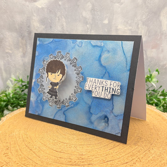 Wednesday Thank For EveryTHING Handmade Character Thank You Card-1